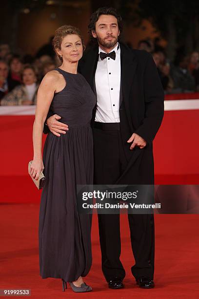 Actress Amanda Sandrelli and her husband Blas Roca-Rey attend the "Christine, Cristina" Premiere during day 5 of the 4th Rome International Film...