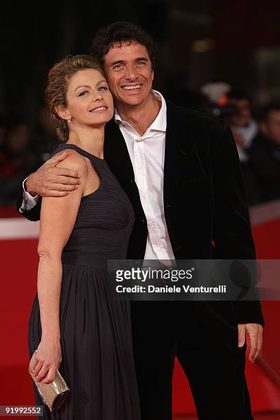 Actress Amanda Sandrelli and her husband Blas Roca-Rey attend the "Christine, Cristina" Premiere during day 5 of the 4th Rome International Film...