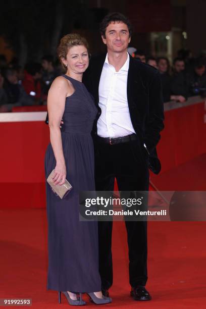 Actress Amanda Sandrelli and her husband Blas Roca-Rey attend the "Christine, Cristina" Premiere during day 5 of the 4th Rome International Film...