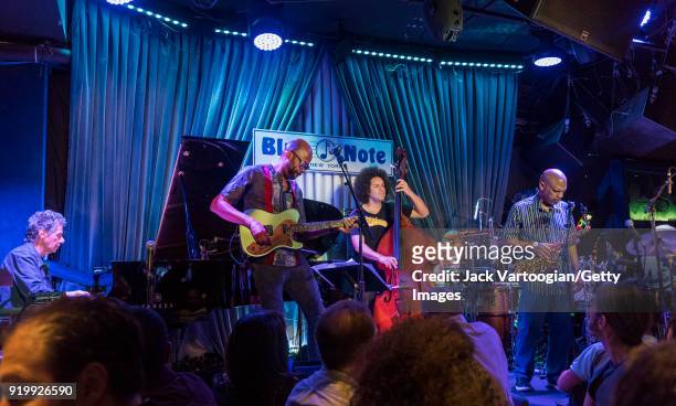 American Jazz group the Corea/Gadd Band perform during the late set at the Blue Note nightclub, New York, New York, September 28, 2017. Pictured are,...