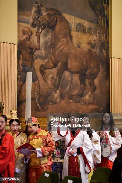 The Chinese community in Glasgow celebrate during Lunar New Year celebrations for the Year of the Dog at Glasgow City Chambers on February 18, 2018...