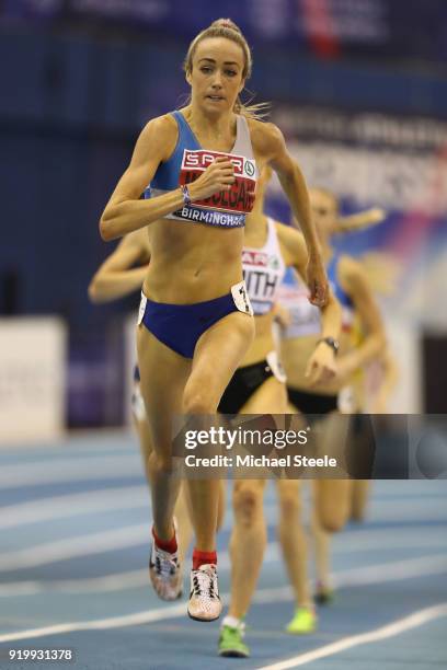 Eilish McColgan of Dundee Hawkhill Harriers on her way to victory in the women's 1500m final during day two of the SPAR British Athletics Indoor...