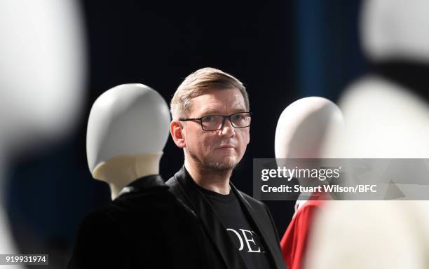 Fashion designer Jens Laugesen at his presentation during London Fashion Week February 2018 at 180 The Strand on February 18, 2018 in London, England.