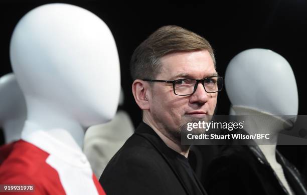 Fashion designer Jens Laugesen at his presentation during London Fashion Week February 2018 at 180 The Strand on February 18, 2018 in London, England.