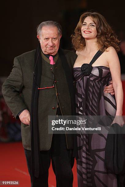 Director Tinto Brass and Caterina Varzi attend the "Christine, Cristina" Premiere during day 5 of the 4th Rome International Film Festival held at...