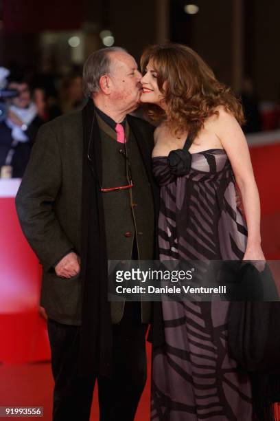 Director Tinto Brass and Caterina Varzi attend the "Christine, Cristina" Premiere during day 5 of the 4th Rome International Film Festival held at...