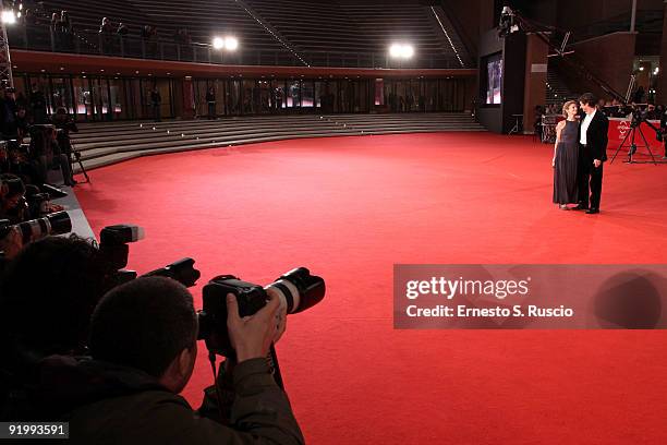 Actress Amanda Sandrelli and her husband Blas Roca-Rey attend the "Christine, Cristina" Premiere during day 5 of the 4th Rome International Film...