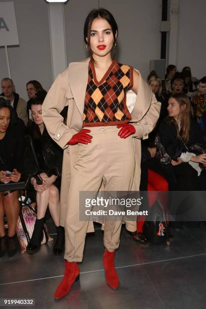 Doina Ciobanu attends the Fashion East show during London Fashion Week February 2018 at TopShop Show Space on February 18, 2018 in London, England.