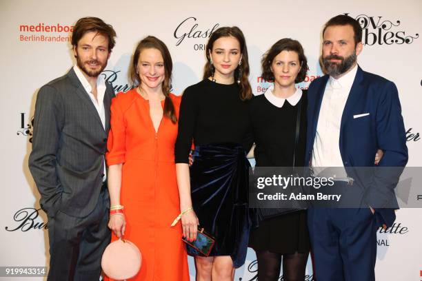 Andreas Pietschmann, Anne Ratte-Polle and guests attend the Medienboard Berlin-Brandenburg Arrivals during the 68th Berlinale International Film...