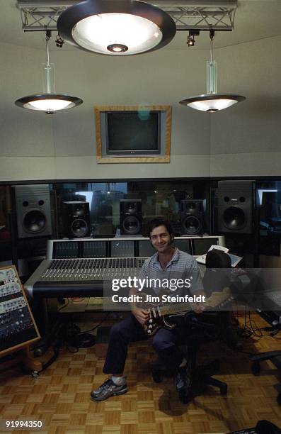 Dweezil Zappa poses for a portrait in his home recording studio in Los Angeles, California on June 27, 2003.