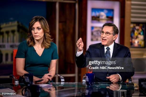 Pictured: Hallie Jackson, NBC News Chief White House Correspondent, and Rick Santelli, Editor, CNBC, appear on "Meet the Press" in Washington, D.C.,...