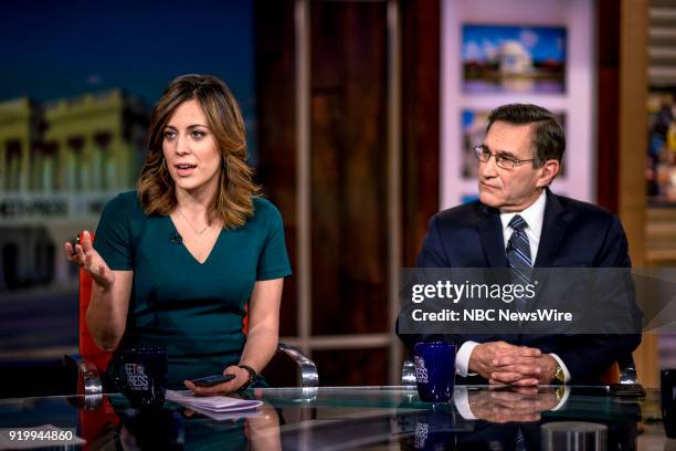 Pictured: Hallie Jackson, NBC News Chief White House Correspondent, and Rick Santelli, Editor, CNBC, appear on "Meet the Press" in Washington, D.C.,...