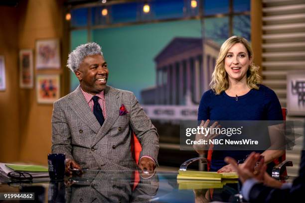 Pictured: Cornell Belcher, MSNBC Political Analyst, and Carol Lee, Reporter, NBC News, appear on "Meet the Press" in Washington, D.C., Sunday, Feb....