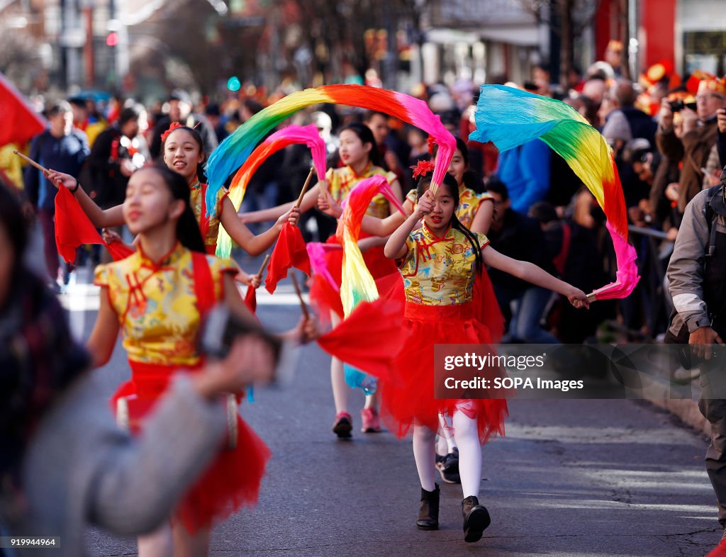 Young girls seen wearing traditional Chinese clothes during...