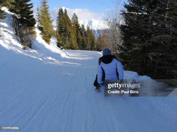 tobogganing in tyrol, serfaus fiss ladis ski area in austria - paul wood stock pictures, royalty-free photos & images