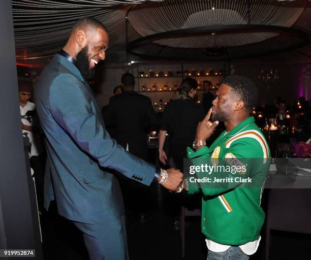 Lebron James and Kevin Hart attend the Klutch Sports Group "More Than A Game" Dinner Presented by Remy Martin at Beauty & Essex on February 17, 2018...