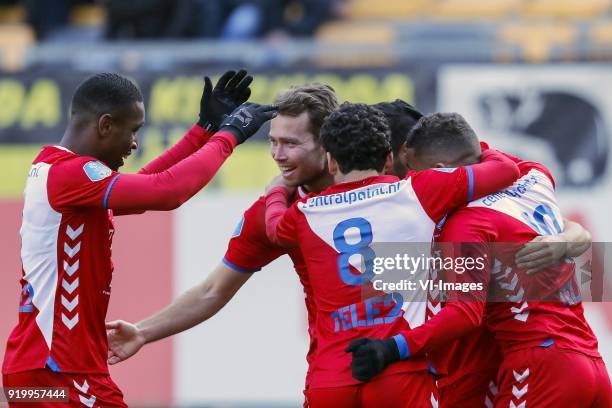 Gyrano Kerk of FC Utrecht, Sander van der Streek of FC Utrecht, Yassin Ayoub of FC Utrecht, Mark van der Maarel of FC Utrecht, Zakaria Labyad of FC...