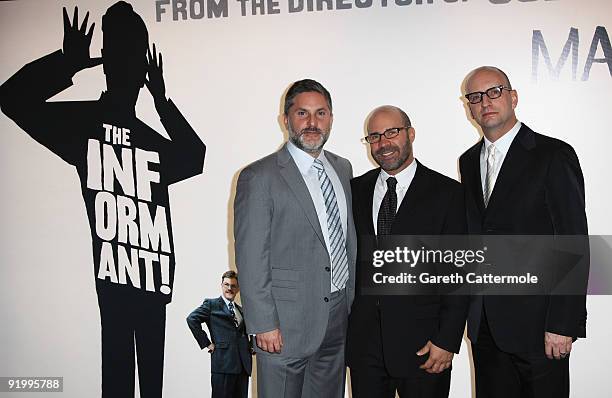 Director Steven Soderbergh, screenwriter Scott Burns and producer Gregory Jacobs arrive for the premiere of 'The Informant!' during the Times BFI...