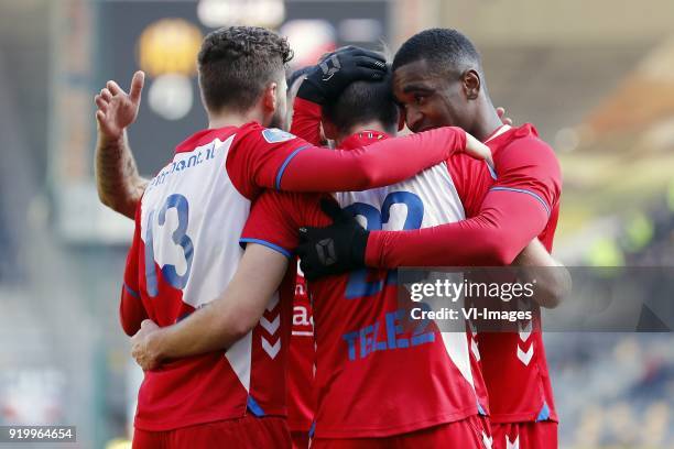 Mateusz Klich of FC Utrecht, Sander van der Streek of FC Utrecht, Gyrano Kerk of FC Utrecht during the Dutch Eredivisie match between Roda JC...