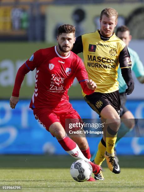 Mateusz Klich of FC Utrecht, Simon Gustafson of Roda JC during the Dutch Eredivisie match between Roda JC Kerkrade and FC Utrecht at the Parkstad...