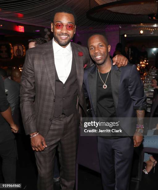 John Wall and Klutch Sports Founder Rich Paul attend the Klutch Sports Group "More Than A Game" Dinner Presented by Remy Martin at Beauty & Essex on...