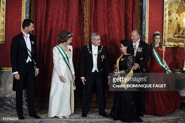 Spain's Prince Felipe , Queen Sofia of Spain , President of Lebanon Michel Sleiman , first lady of Lebanon Wafaa Sleiman , King Juan Carlos I of...