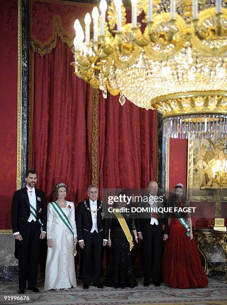 Spain's Prince Felipe , Queen Sofia of Spain , President of Lebanon Michel Sleiman , first lady of Lebanon Wafaa Sleiman , King Juan Carlos I of...