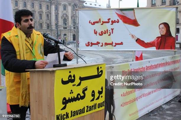 Iranians protests in Munich, Germany against Iranians Foreign minister speech at the Munich Security Conference. The Protest was called by National...