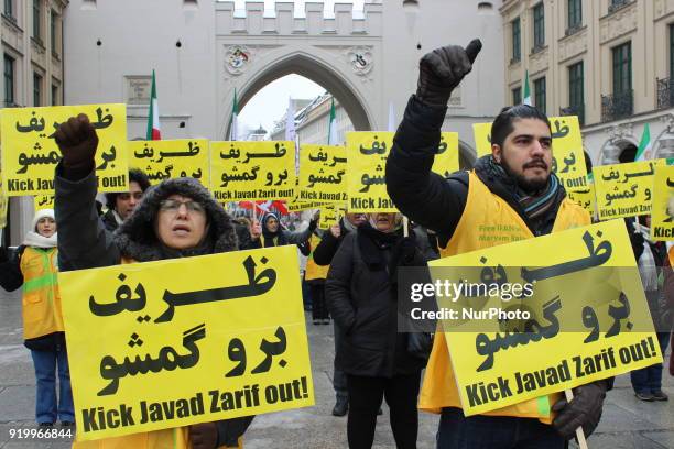 Iranians protests in Munich, Germany against Iranians Foreign minister speech at the Munich Security Conference. The Protest was called by National...