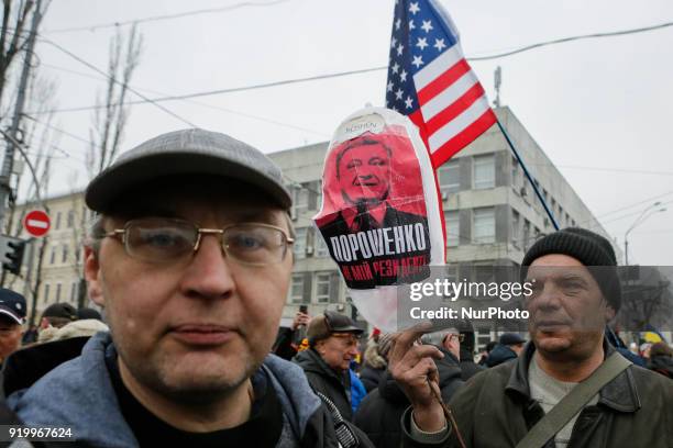 Rally of supporters of the former Georgian president and former Odessa governor Mikhail Saakashvili in Kiev, Ukraine, February 18, 2018. Protesters...