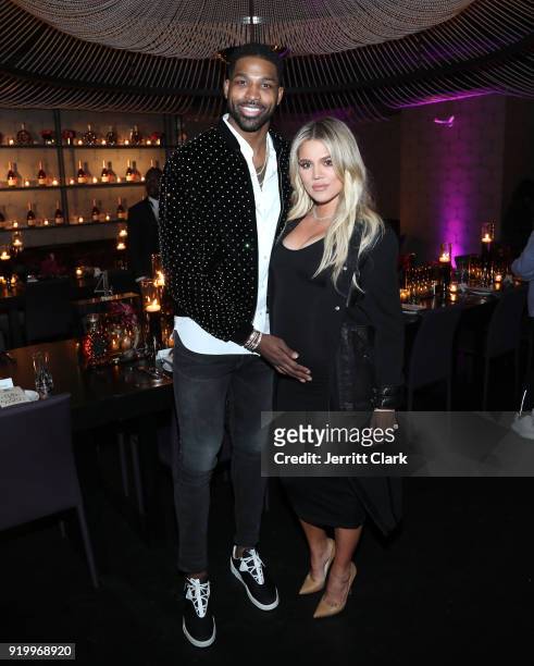 Tristan Thompson and Khloe Kardashian attend the Klutch Sports Group "More Than A Game" Dinner Presented by Remy Martin at Beauty & Essex on February...