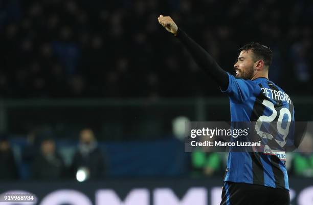 Andrea Petagna of Atalanta BC celebrates his goal during the serie A match between Atalanta BC and ACF Fiorentina at Stadio Atleti Azzurri d'Italia...