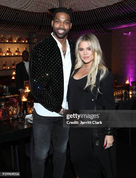 Tristan Thompson and Khloe Kardashian attend the Klutch Sports Group "More Than A Game" Dinner Presented by Remy Martin at Beauty & Essex on February...