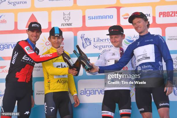 44th Volta Algarve 2018 / Stage 5 Podium / Tejay Van Garderen of The United States / Michal Kwiatkowski of Poland Yellow Leader Jersey / Sam Oomen of...