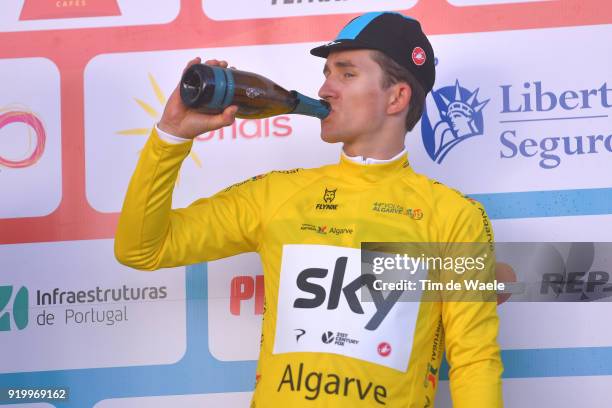 44th Volta Algarve 2018 / Stage 5 Podium / Michal Kwiatkowski of Poland Yellow Leader Jersey / Celebration / Champagne / Faro - Alto Do Malhao-Loule...