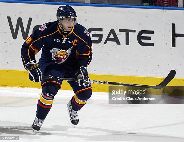 Stefan Della Rovere of the Barrie Colts skates in a game against the London Knights on October 16, 2009 at the John Labatt Centre in London, Ontario....