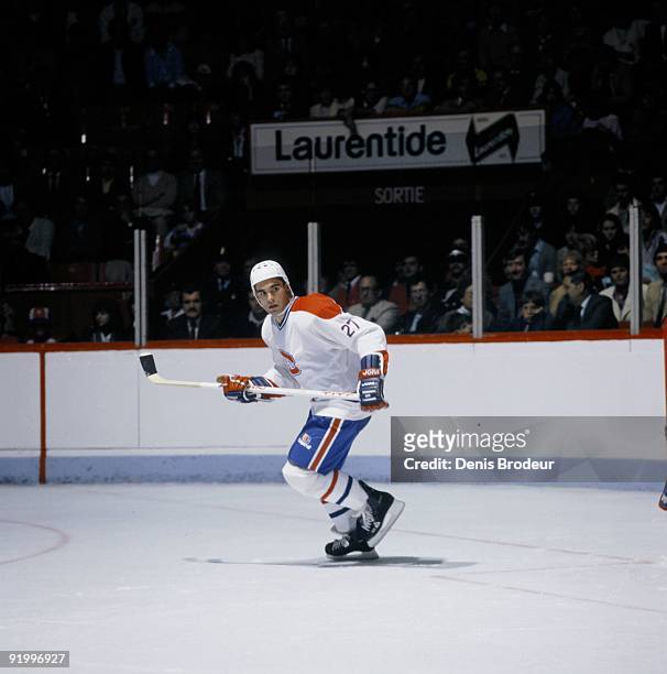 Gilbert Delorme of the Montreal Canadiens skates on the ice during a game in Montreal, Canada.