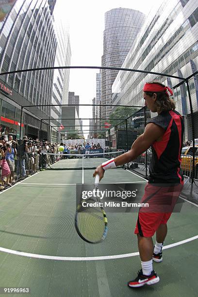 Nike and Golfsmith sponsor an exhibition tennis match between Roger Federer and Rafael Nadal outside the Golfsmith Store on 54th Street in NY, NY on...