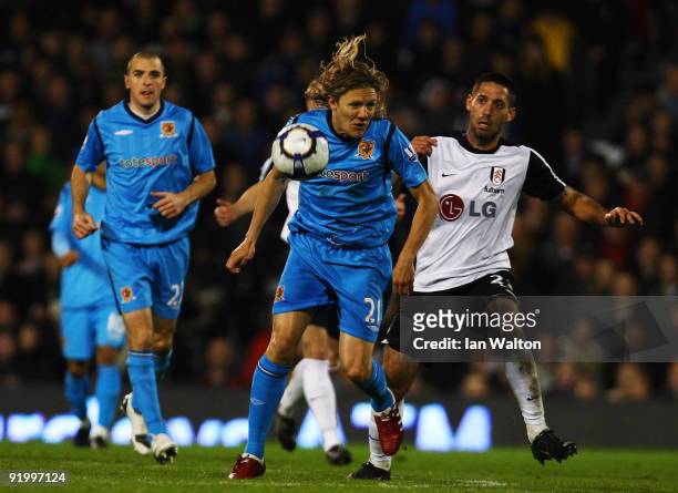 Jimmy Bullard of Hull City in action during the Barclays Premier League match between Fulham and Hull City at Craven Cottage on October 19, 2009 in...