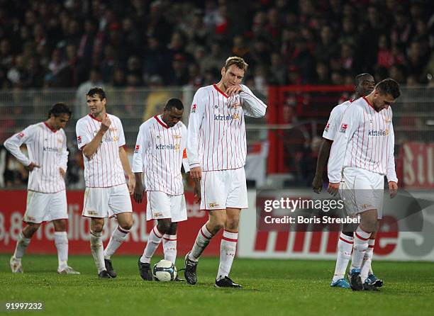 Christian Stuff of Berlin shows his frustration with his team mates after losing the Second Bundesliga match between 1. FC Union Berlin and SpVgg...