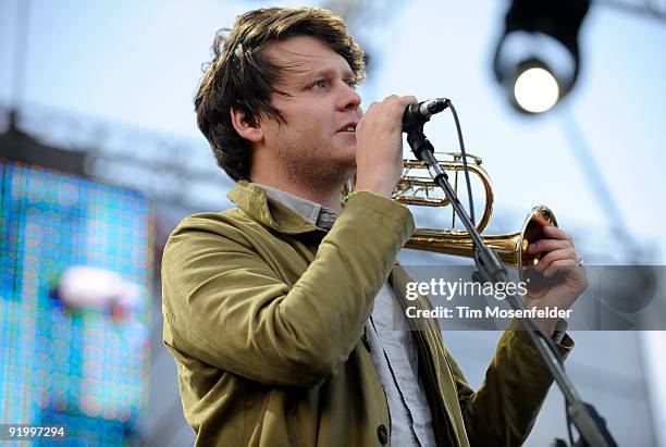 Zach Condon of Beirut performs as part of the Treasure Island Music Festival on October 18, 2009 in San Francisco, California.