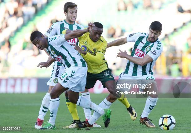 Pacos de Ferreira forward Bruno Leite from Portugal in action during the Primeira Liga match between Vitoria Setubal and Pacos de Ferreira at Estadio...