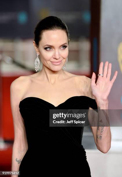 Angelina Jolie attends the EE British Academy Film Awards held at Royal Albert Hall on February 18, 2018 in London, England.