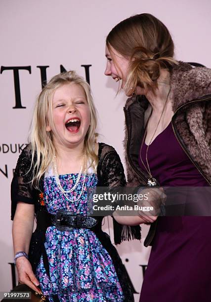 : Actress Tigerlily Hutchinson and actress Lotte Flack attend the world premiere of 'Pope Joan' at the Sony Center CineStar on October 19, 2009 in...