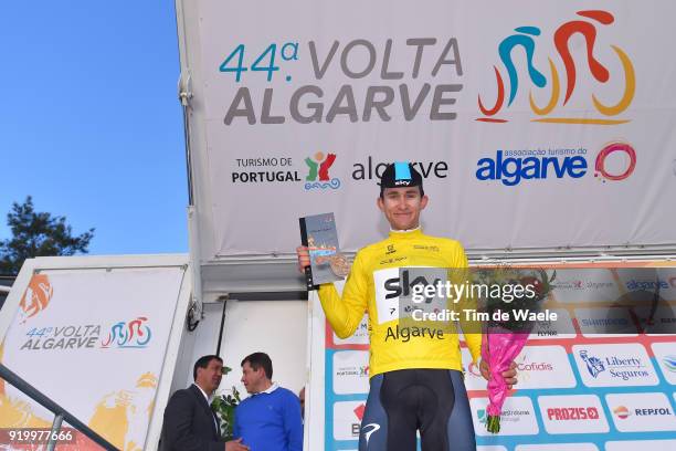 44th Volta Algarve 2018 / Stage 5 Podium / Michal Kwiatkowski of Poland Yellow Leader Jersey / Celebration / Trophy / Faro - Alto Do Malhao-Loule...