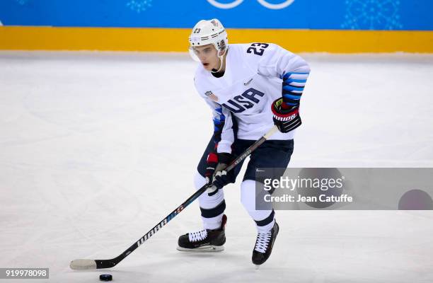 Troy Terry of United States during the Men's Ice Hockey Preliminary Round between USA and Olympic Athletes from Russia at Gangneung Hockey Centre on...