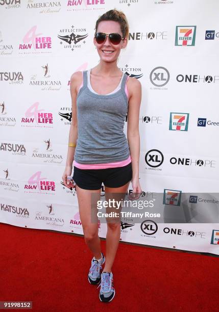 Actress Jasmine Dustin attends "Run For Her Life" Benefitting Breast Cancer Research on October 18, 2009 in Glendale, California.
