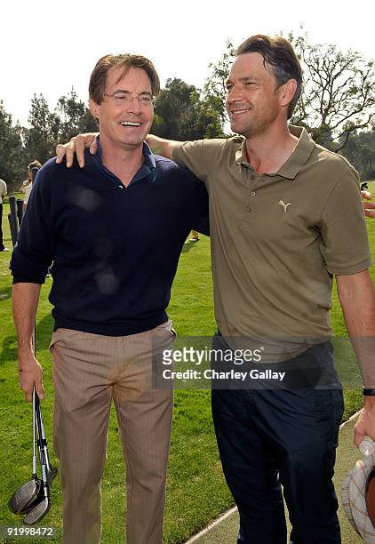 Actors Kyle MacLachlan and Dougray Scott attend the Maybach Golf Cup at Riviera Country Club on October 19, 2009 in Pacific Palisades, California.