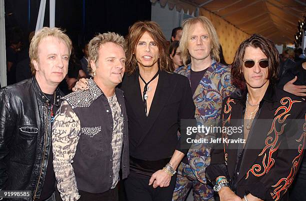 Brad Whitford, Joey Kramer, Steven Tyler, Tom Hamilton and Joe Perry of Aerosmith