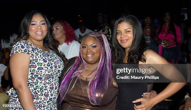 Aquel Harper, Echo Hattix and Tiffany Rose attend Couture Against Cancer hosted by Andre Drummond and Angel Brinks on February 17, 2018 in Los...